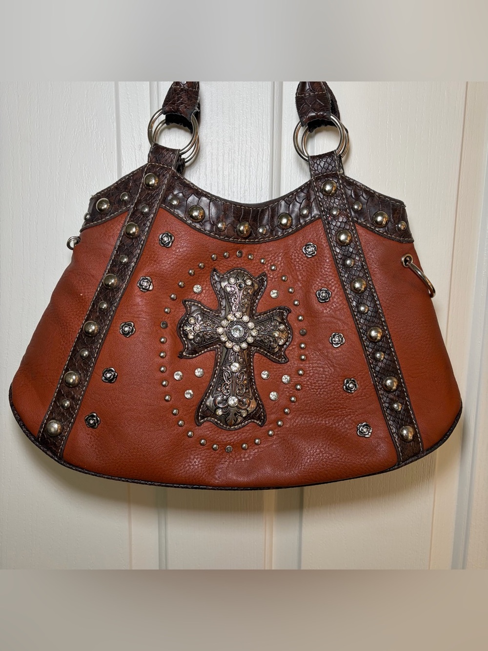 VTG Y2K Haley BeeZ Western Cross Studded McBling Shoulder Bag Purse Cowgirl Alt
